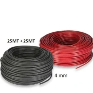 Set Cavo Solare 4mm 25mt Rosso e 25mt Nero Fotovoltaico