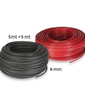 Set Cavo Solare 6mm 5mt Rosso e 5mt Nero Fotovoltaico