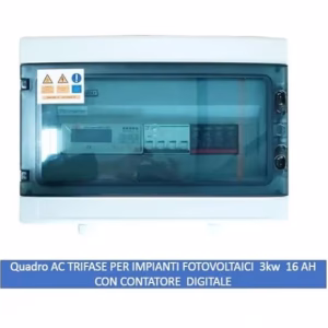 Quadro AC Trifase Solare 3kw 16 AH con Contatore digitale