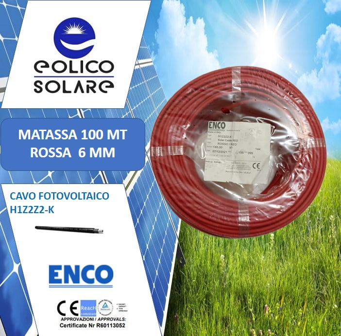 Coppia Cavo Solare 10mt Rosso +10 mt Nero 6mm « Eolico solare Shop