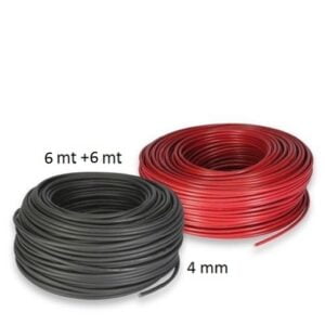 Coppia Cavo Solare 4mm 6 mt NERO + 6mt  ROSSO Fotovoltaico