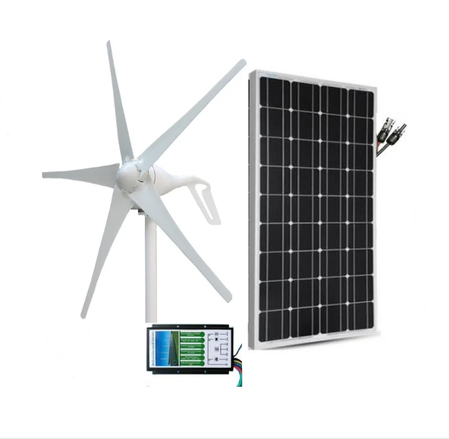 Sistema Ibrido Eolico-Solare 400W + 120W – Generatore Eolico 5 Pale + Pannello Flessibile 120W – Per Carica Batteria 12V Off Grid